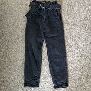 Express Black Super High Rise Stretch Belted Jeans Size 00R Perfect Condition!!